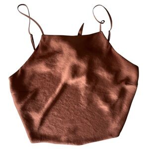 Sunday Best Rich Brown silky cropped tie back Camisole